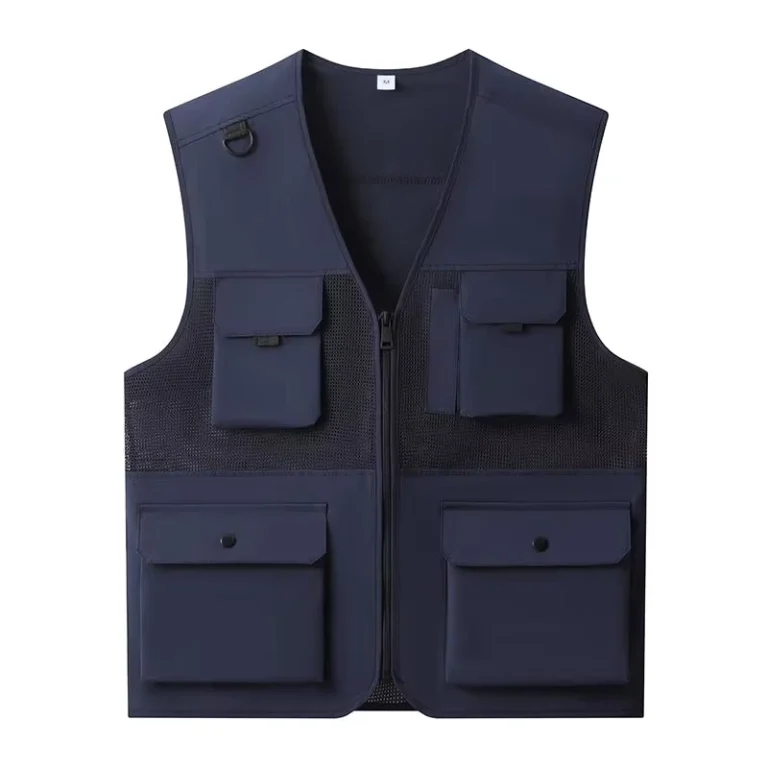 Multi-pocket-Zipper-Mesh-Vest-Workwear-Volunteer-Activity-Uniform-School-safety-post-Duty-Vest-logo-Printing-Stand