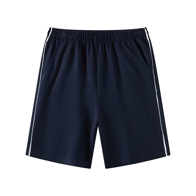 Navy-Blue-Uniform-Shorts-for-Primary-Secondary-High-School-Students-Solid-Color-Five-Seven-Points-Pants-Two-Stripes-for-Boys