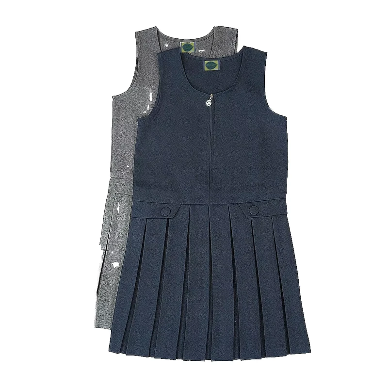 Navy-Blue-Zip-Front-Pinafore-Dress-Primary-School-Uniform-for-Girls-for-Autumn-Season-for-Children