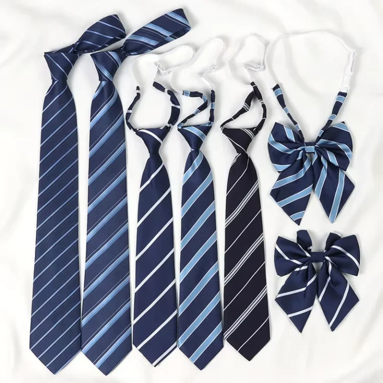 Neck-Ties-for-School-Uniform-1200-Needles-Custom-Logo-Boys-and-Girls-Necktie-and-Bow-Tie-Set-Polyester-Student-Tie
