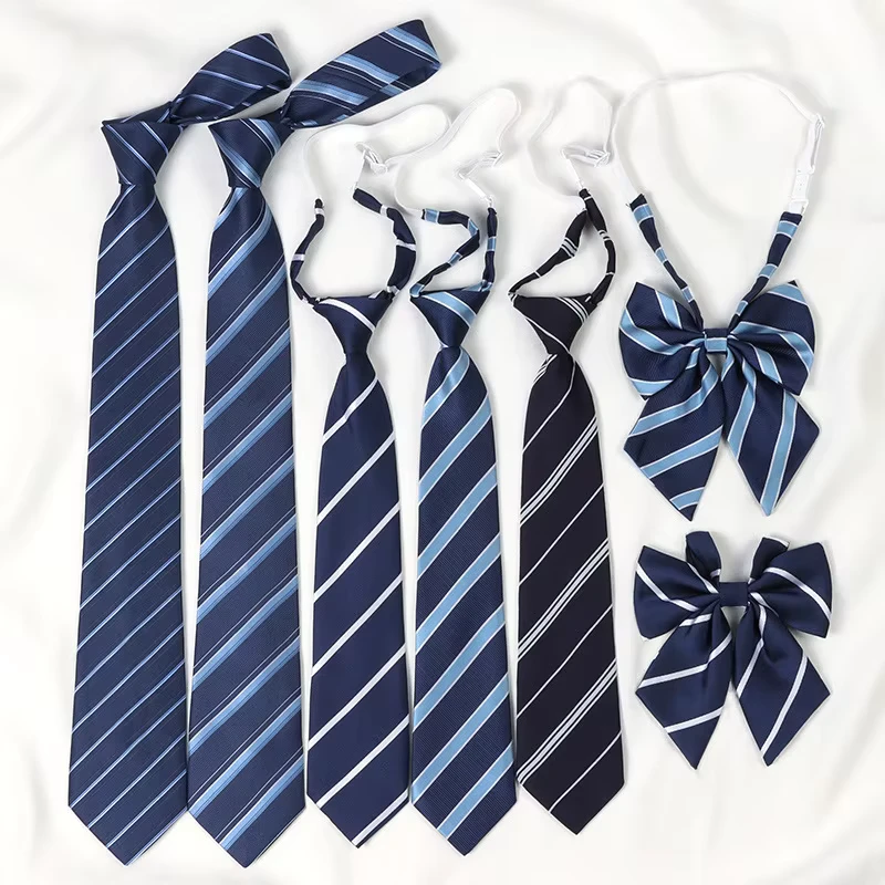 Neck-Ties-for-School-Uniform-1200-Needles-Custom-Logo-Boys-and-Girls-Necktie-and-Bow-Tie-Set-Polyester-Student-Tie