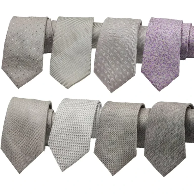 Necktie-in-Stock-Classic-Design-Gray-Series-Mens-Polyester-Woven-Satin-Skinny-Neck-Tie-Embroidery-Business-Necktie