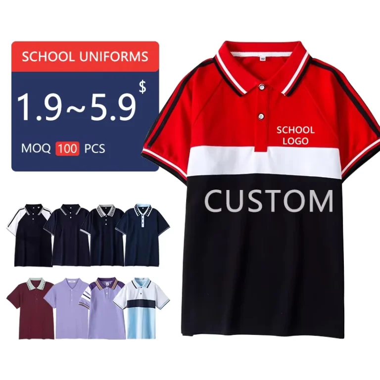 New-Arrival-Quality-Student-School-Unisex-Polo-Tops-OEM-ODM-Short-Sleeves-Uniform