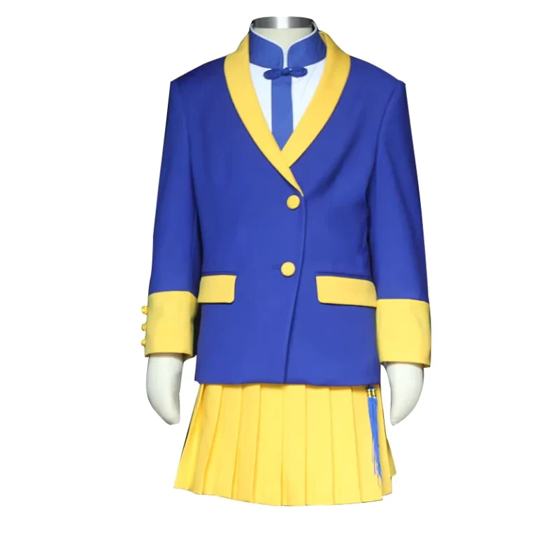 New-Arrivals-Kid-Girl-Primary-School-Uniforms-Blue-Blazer-and-Yellow-Pleated-Skirt-Sets-with-Tie-Eco-friendly