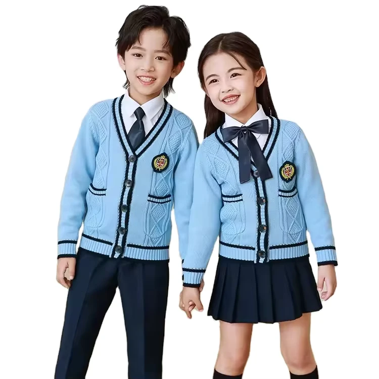 New-Design-Blue-School-Uniform-with-Cardigan-and-Pants-Boys-Girls-School-Uniform-American-School-Uniform-Kids