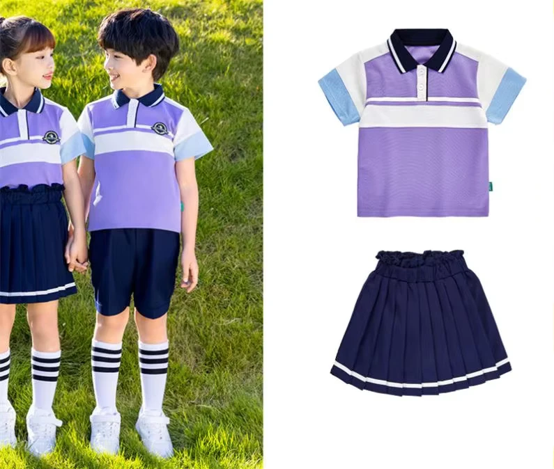 New-Design-Primary-Middle-School-Polo-t-Shirts-Custom-logo-Summer-Kindergarten-School-Uniform-Set