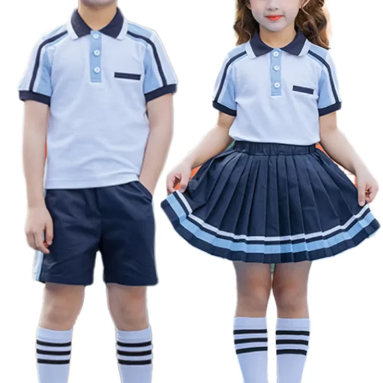 New-Design-School-Wear-Popular-Design-Short-Sleeve-Summer-British-School-Uniform-Set
