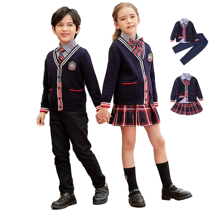 New-Design-Unisex-Children-Winter-UK-Style-Custom-School-Uniform-Sets-High-Quality-Cotton