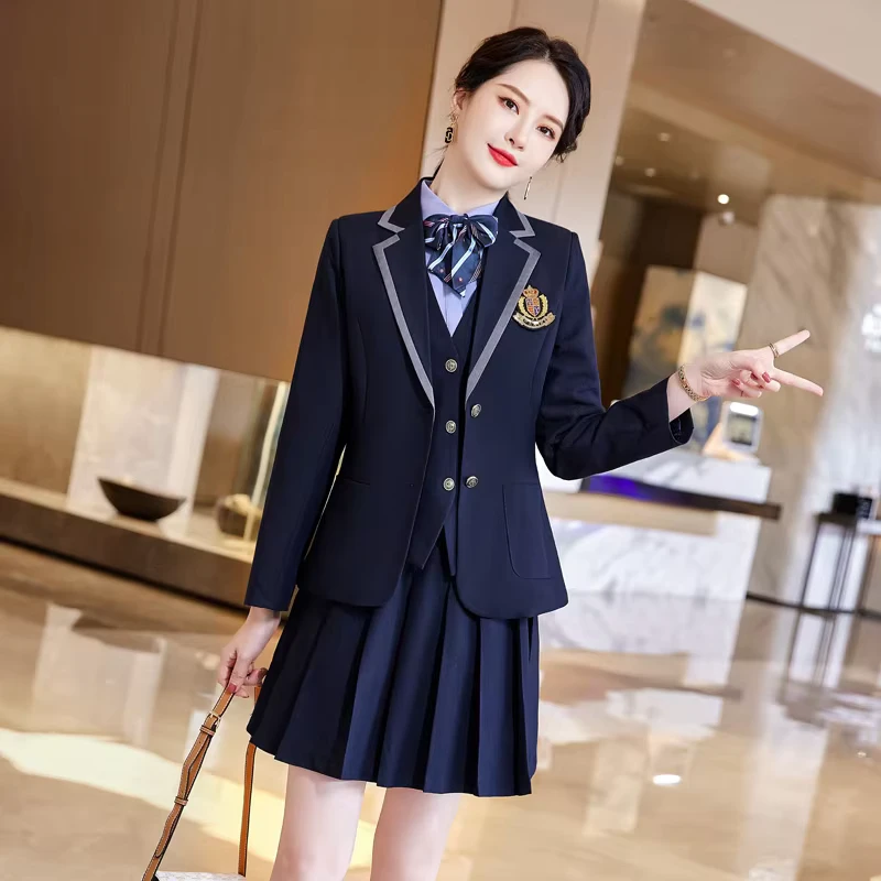 New-Design-Women-Suit-Vest-Skirt-Girls-High-School-Skirt-School-Uniform