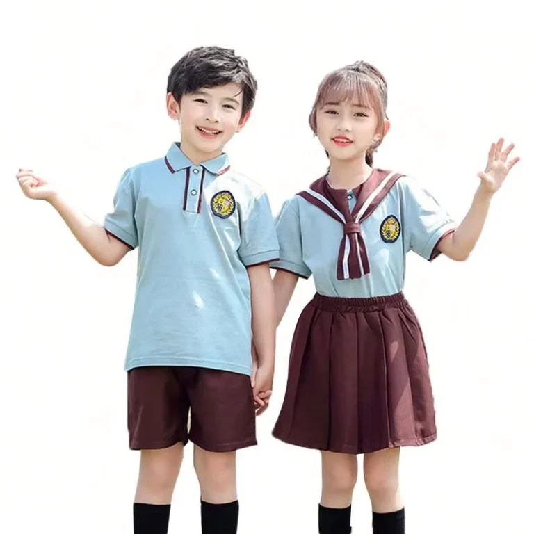 New-Fashion-Navy-Style-Collar-Modern-Design-Shirt-School-Summer-Suit-Custom-Kids-Pre-School-Uniforms