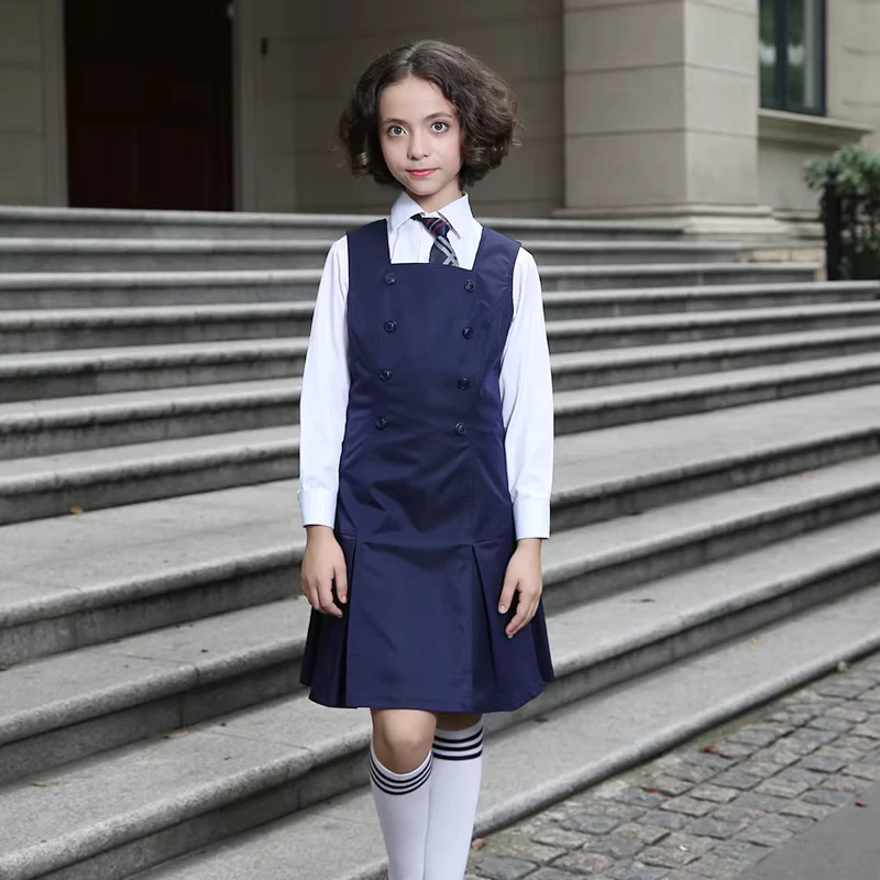 New-Fashion-Primary-and-Middle-School-Sleeveless-School-Students-Pinafore-Uniform-Girls-Dress