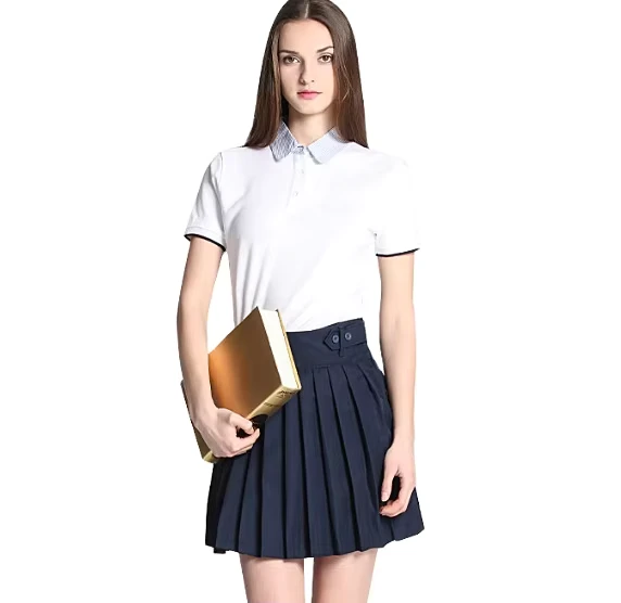 New-High-School-Uniforms-Professional-Customization-Polo-Shirt-With-Skirt
