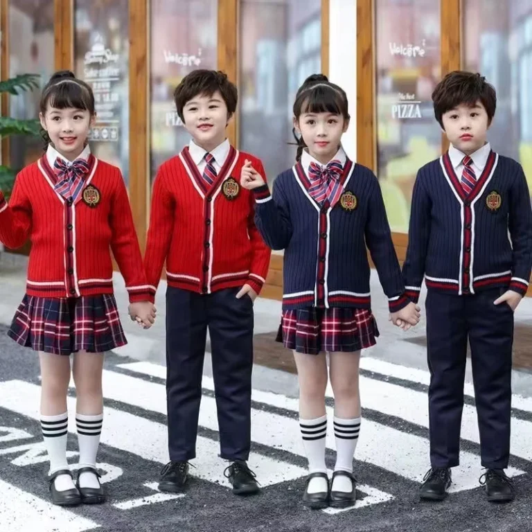 New-Kids-British-Preppy-Style-V-Neck-Knitted-Cardigan-Unisex-Kindergarten-School-Uniform-Sweater-Coat