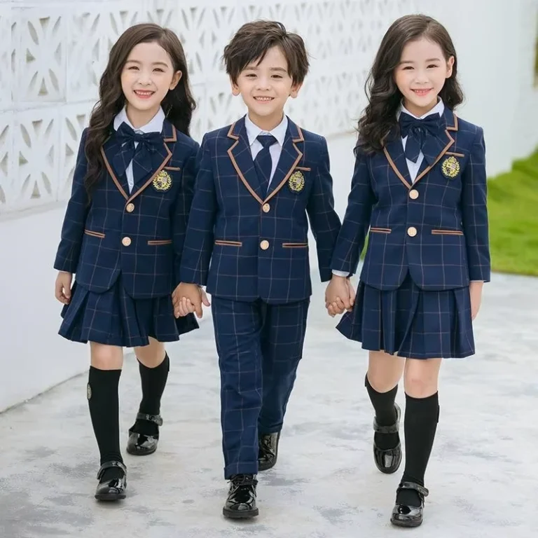 New-Kids-Spring-Autumn-Outfits-British-Style-Plaid-Blazers-Primary-School-Class-Uniforms-Campus-Attire