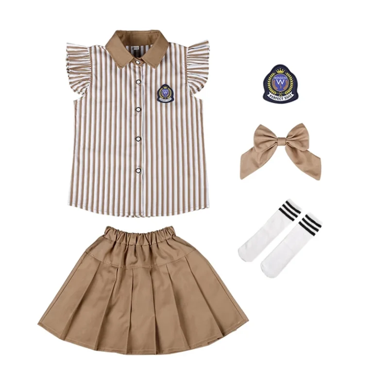 New-Model-Customization-Teenager-School-Uniform-Suits-British-Style-Short-Sleeved-Striped-Shirt-Summer-School-Uniform
