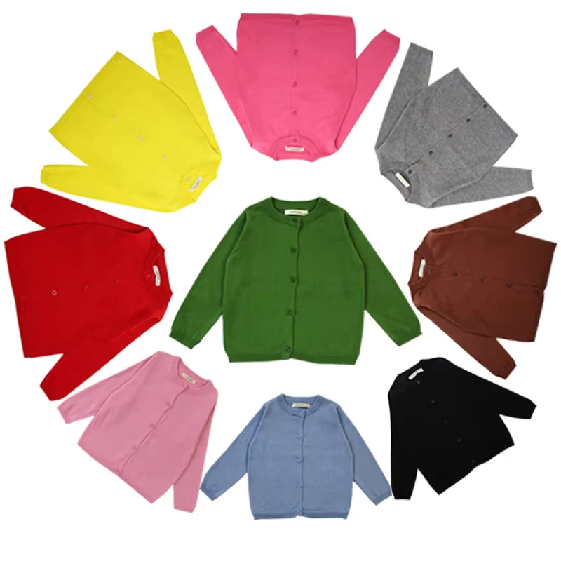 New-School-Childrens-Cotton-Cardigan-Sweater-Spring-Autumn-Candy-Color-Solid-Pattern-Europe-America-Style-Thin