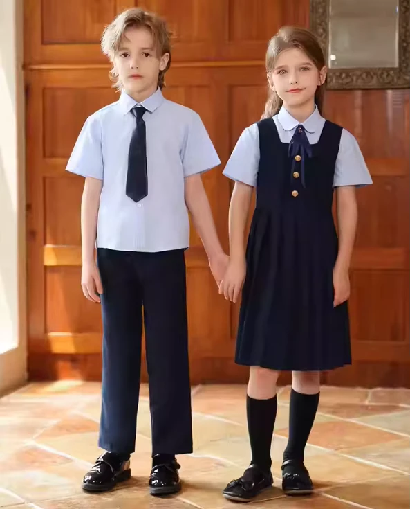 New-School-Uniform-Set-for-Kids-Formal-Casual-Outfit-Washable-Childrens-Shirt-Pants-Dress-School-Uniforms-for-Students