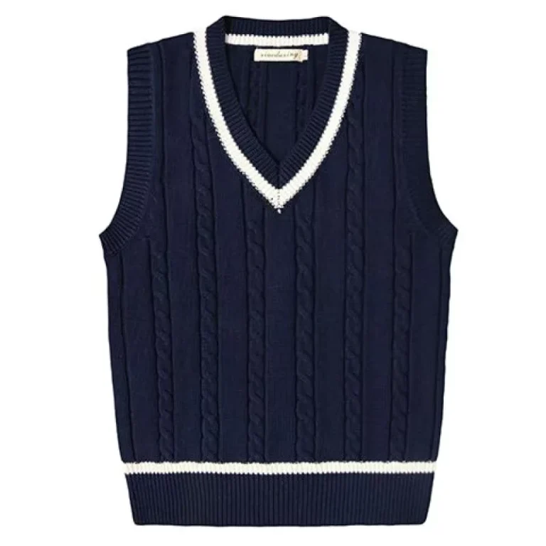 New-Style-British-Preppy-Style-V-Neck-Cable-Knit-Sweater-Vest-Teenage-School-Uniforms