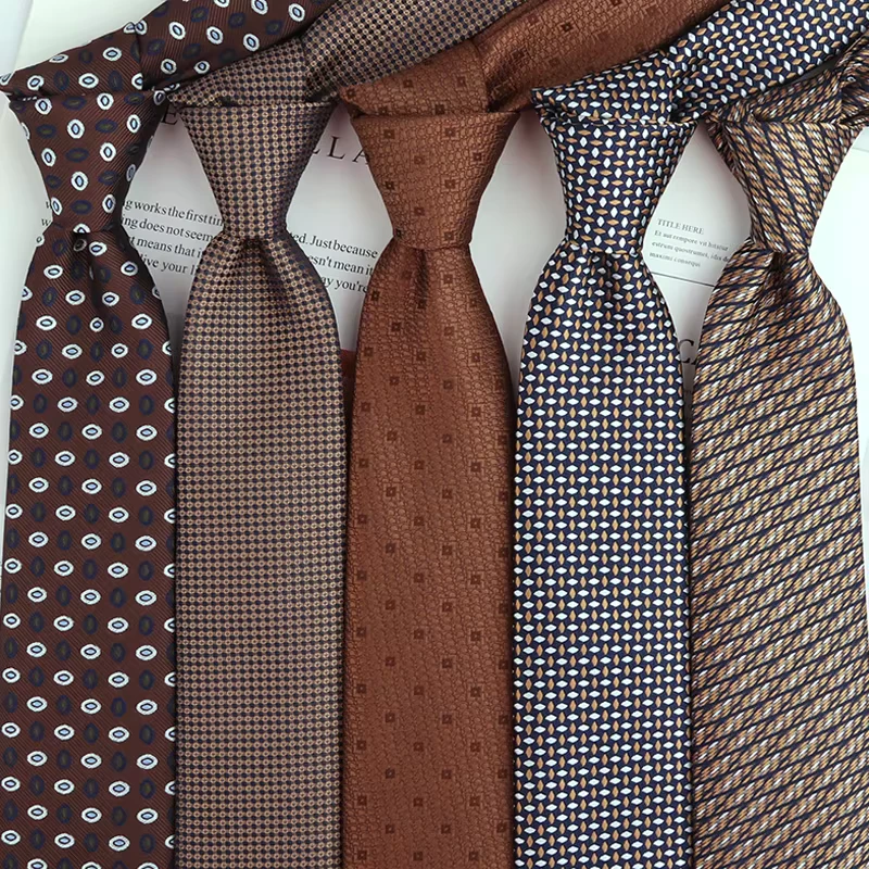 New-Style-Coffee-Brown-Men-High-End-Business-Retro-Shirt-and-Suit-Hand-Tied-Tie