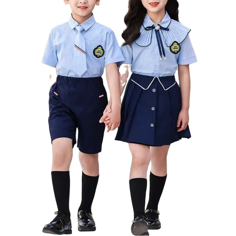 New-Style-Collar-Blouse-Short-Sleeve-Primary-School-Summer-Clothing-Customized-Kids-School-Uniform