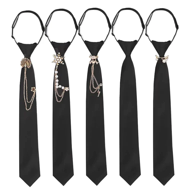 New-Trendy-6CM-Lazy-Tie-Elastic-Band-Adjustable-Durable-Polyester-Jacquard-Business-Formal-Solid-Zipper-Necktie