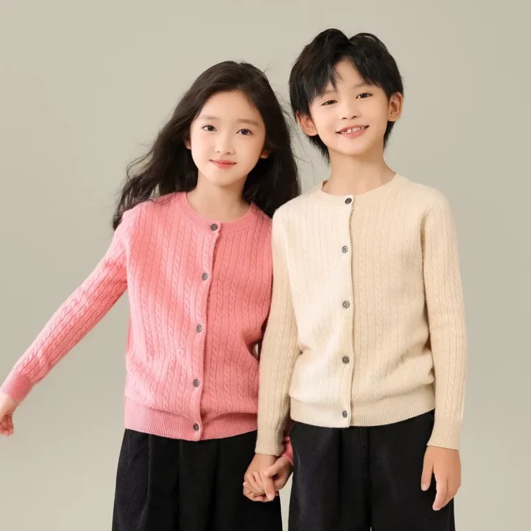 New-Winter-Autumn-Kids-Thickened-Cable-Knit-Cardigan-Loose-Fit-Crew-Neck-Long-Sleeve-School-Uniform-Sweater