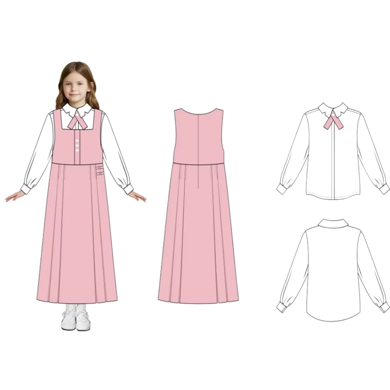 Newest-Fashion-School-Uniform-for-Girls-School-Pinafore-Dress-Kindergarten-and-Primary-Sailor-Collar-Shirt-Suspender-Dress
