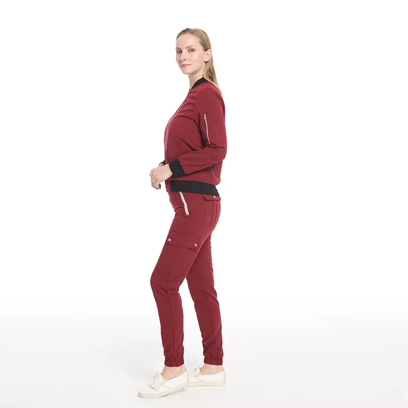 Nurse-Medical-Jogger-Scrubs-Uniforms-Suit-2-Piece-Tracksuit-Sets-Casual-Outfits-Full-Zip-Varsity-Jacket-Multi-Pocket-Pants