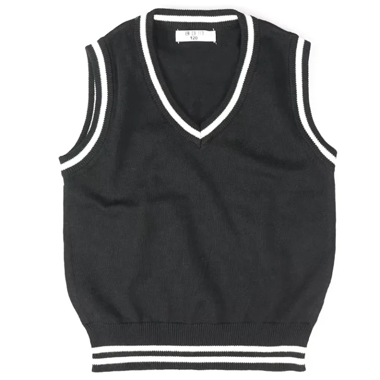 OEM-Custom-Autumn-Winter-V-neck-Unisex-Knitted-Vest-Cardigan-Children-School-Uniform-Sweater