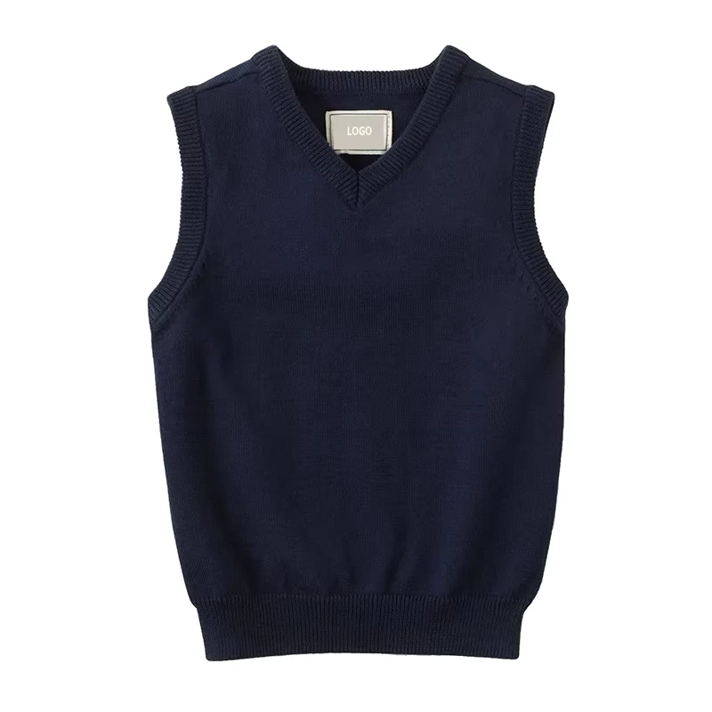 OEM-Custom-Children-Sleeveless-Sweater-Vest-Polyester-Cotton-for-Primary-School-Students-International-School-Uniform