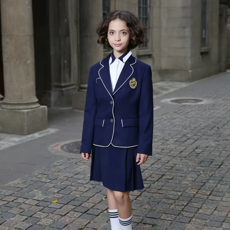 OEM-Custom-Design-Navy-Dlue-Cotton-Girls-School-Daily-Wear-Blazer-Coat-Suit-Uniforms-for-Kids