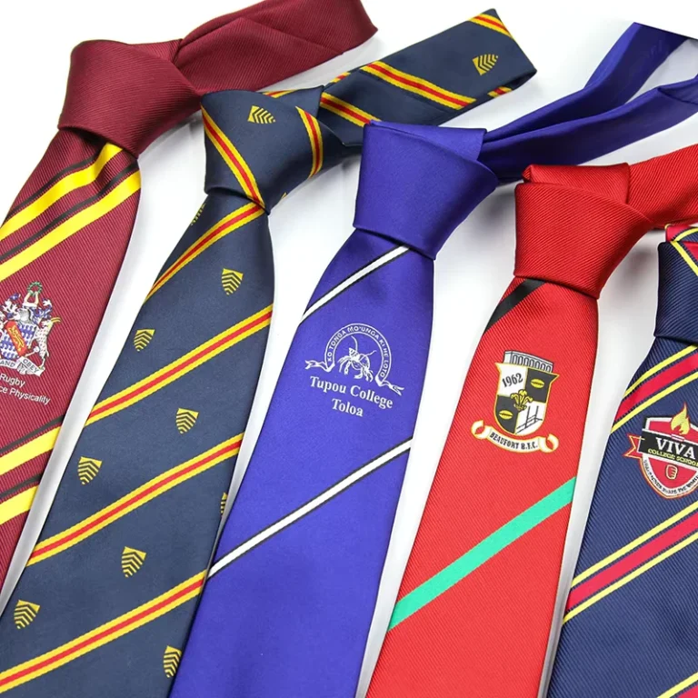 OEM-Custom-Formal-Embroidered-Striped-Navy-School-Uniform-Necktie-100-Polyester-Durable-Breathable