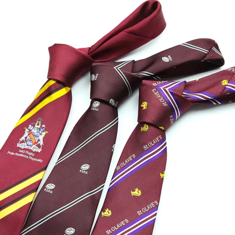 OEM-Custom-Formal-Maroon-and-White-Stripes-Floral-Print-Mens-Woven-Jacquard-Eco-Friendly-Polyester-Necktie-with-Logo