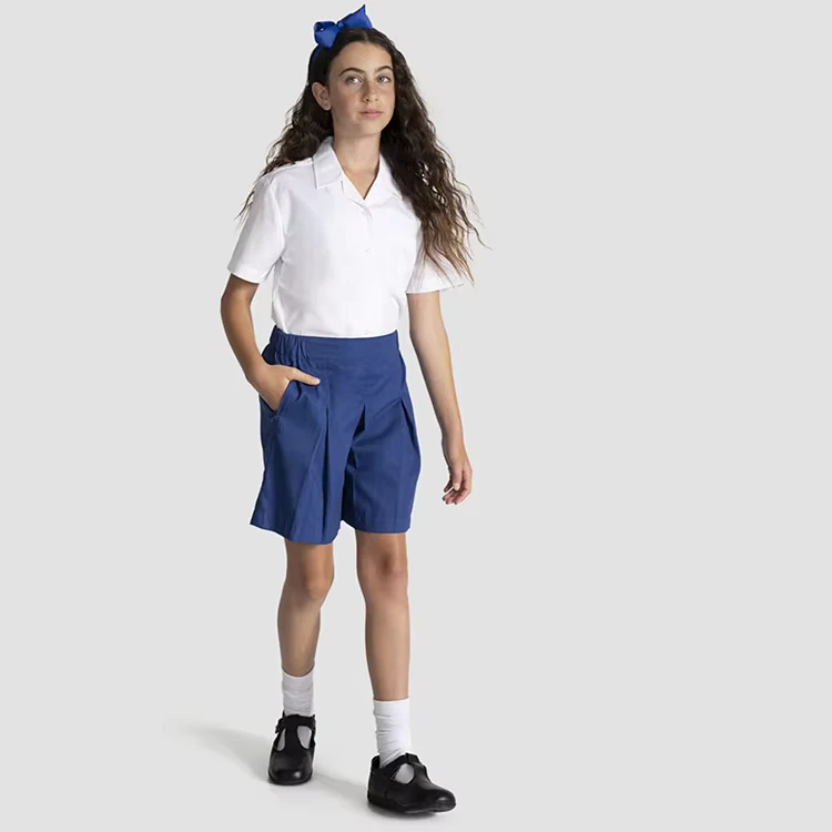 OEM-Custom-Girls-Woven-School-Skorts-Shorts-and-Shirts-School-Uniforms