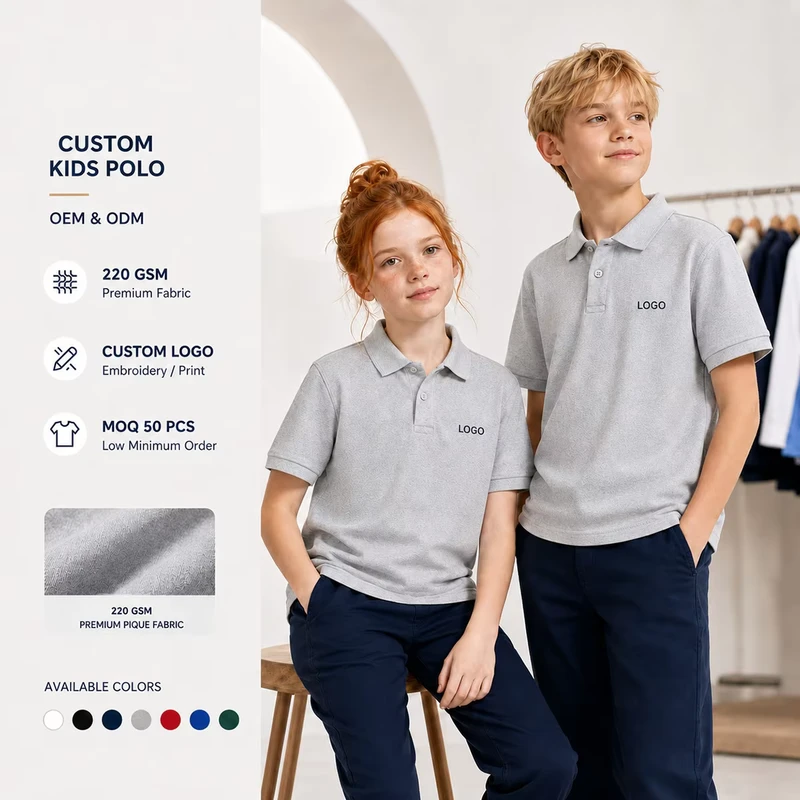 OEM-Custom-Logo-Kids-Polo-Shirt-100-Cotton-Pique-School-Uniform-Boys-Girls-Short-Sleeve-Polo-T-Shirt