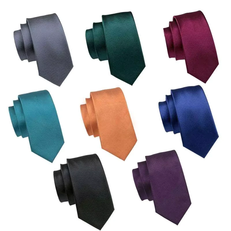 OEM-Custom-Mens-Necktie-Polyester-Slim-Neck-Ties-Solid-Color-Skinny-Silk-Ties-6cm-Gravatas