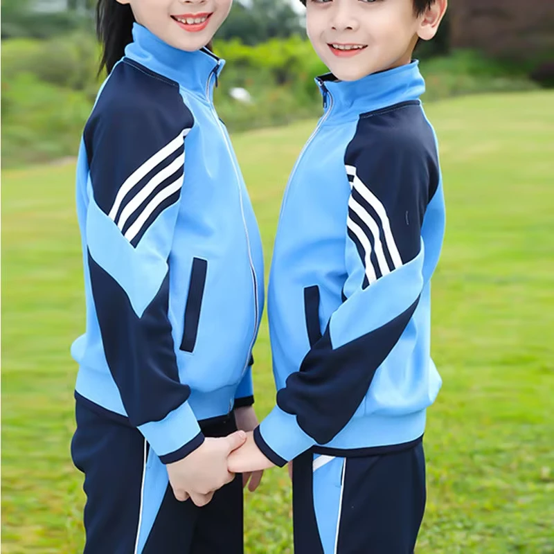 OEM-Custom-School-Uniform-Tracksuits-Unisex-Patchwork-Children-Sportswear-Running-Jackets-Sweatpants-Zipper-Kids-Tracksuits-Sets