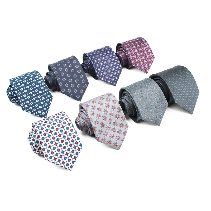 OEM-European-Style-Navy-Geometric-Polyester-Print-Tie