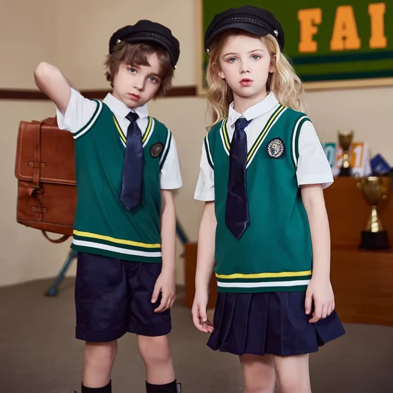 OEM-Factory-Green-British-style-Primary-School-and-Kindergarten-Uniforms