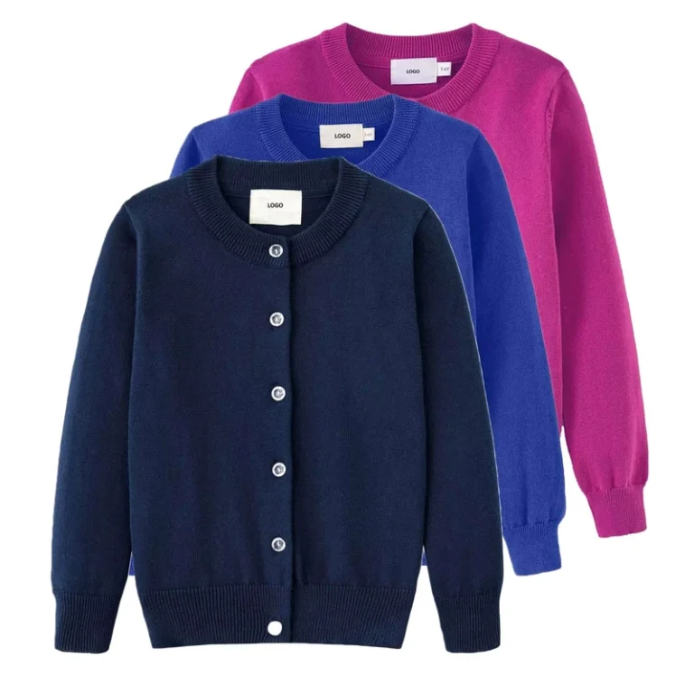OEM-Girls-School-Uniforms-Cardigans-Sweater-Cotton-Cashmere-Knitwear-Button-Solid-Long-Sleeve-Knit-Sweaters