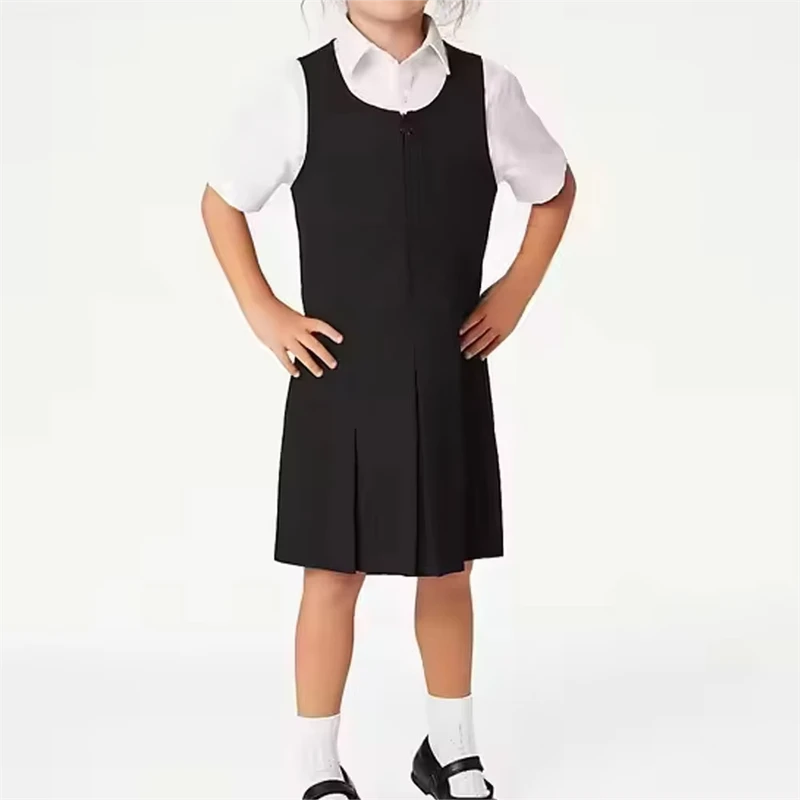 OEM-Girls-Sleeveless-Front-Zipper-Pullover-Dress-Primary-School-Uniforms-and-Private-Kindergarten-Uniforms