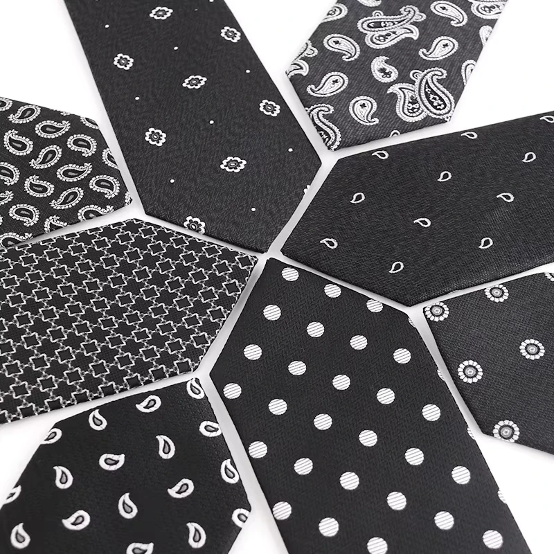 OEM-Good-Quality-Chic-Black-Casual-Ties-for-Men-Paisley-Floral-Embroidered-Ready-for-Ship