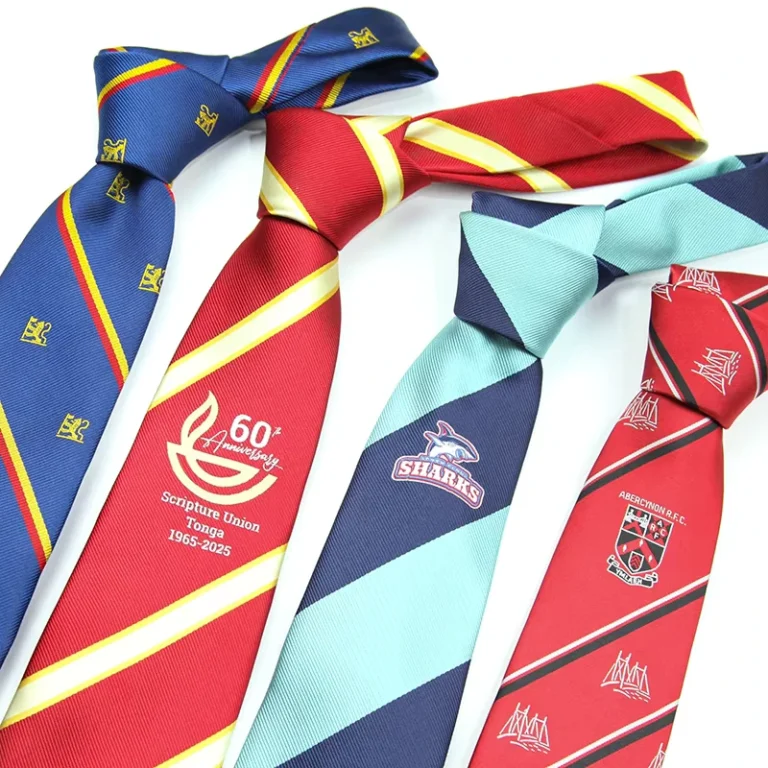 OEM-High-Quality-Custom-Formal-Ties-Mens-Bespoke-Woven-Logo-Print-Red-Navy-Striped-Polyester-Necktie-School-Uniform-Customized