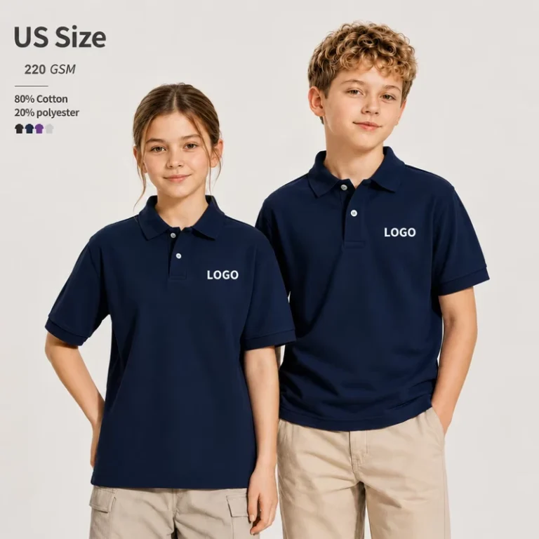 OEM-Kids-Cotton-Polo-Shirt-Navy-Blue-Plain-School-Uniform-Boys-Girls-Polo-Tops-Short-Sleeve-Custom-Printing-Supplier