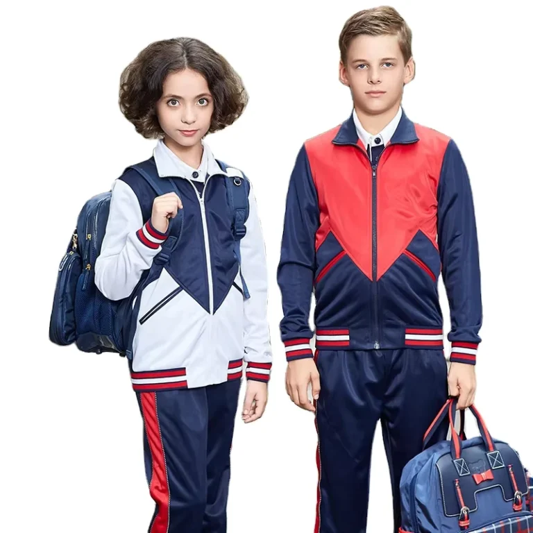 OEM-ODM-Custom-Design-High-Quality-Spring-Autumn-School-Uniform-Sportswear-Set-for-Children-Cotton-Polyester-Embroidered-Printed