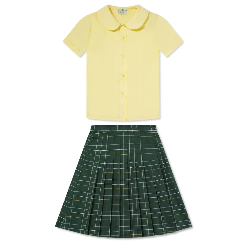 OEM-ODM-Custom-Design-Materia-School-Uniform-Set-for-Girls-Student-Uniform-Girls-Yellow-Blouse-Skirt-Set-Custom