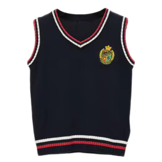 OEM-ODM-Custom-School-Sweater-Vest-V-Neck-JK-Uniform-Kint-Vests-Solid-Classic-Sleeveless-Pullover-Student-Sweaters