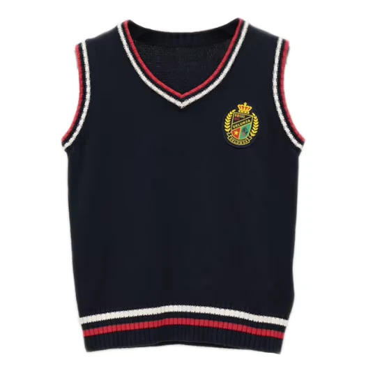 OEM-ODM-Custom-School-Sweater-Vest-V-Neck-JK-Uniform-Knit-Vests-Solid-Classic-Sleeveless-Pullover-Student-Sweaters