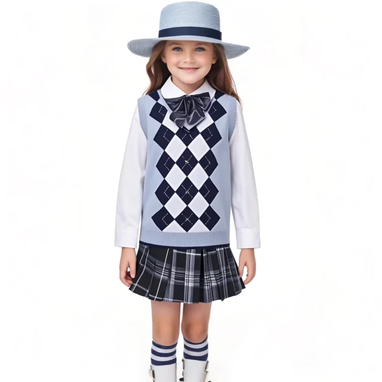 OEM-ODM-Customized-Children-School-Uniform-New-V-Neck-Sleeveless-Knit-Vest-Spring-Anti-Shrink-Jacquard-Pattern-Sweater-Vest