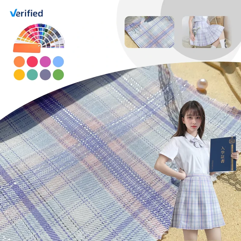 OEM-ODM-Factorys-Eco-Friendly-of-100-Polyester-Gingham-Fabric-for-Girls-Dress-School-Uniform-Skirt-Competitive-Price